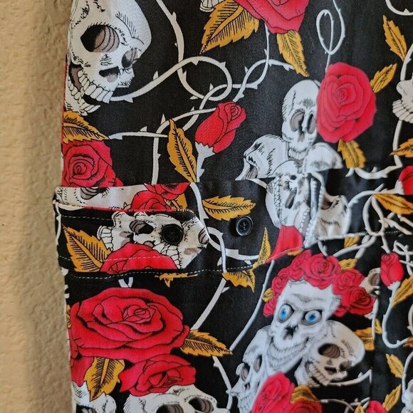 Glimms New York Skulls & Roses Fitted Cotton/Spandex Button Front Romper Mens L - Picture 5 of 12